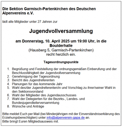 Jugendvollversammlung am 10.04.2025